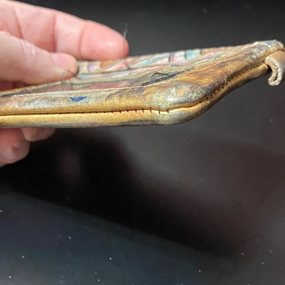 Vintage Sova Multicolor Leather credit card Wallet with ID Window